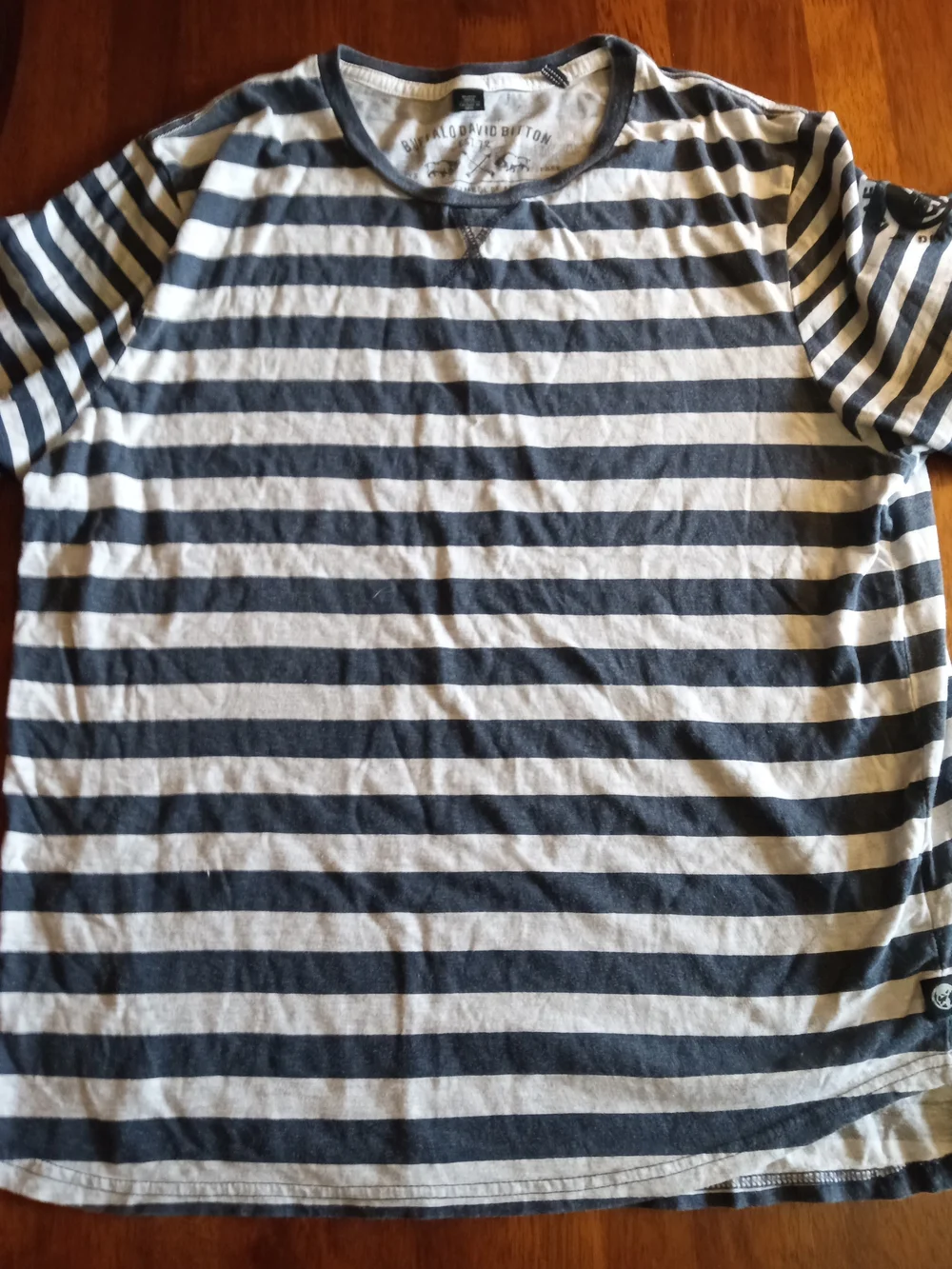 2 Lot Bundle Buffalo David Bitton Navy and White Striped Scoop Neck Tee - Picture 2 of 5